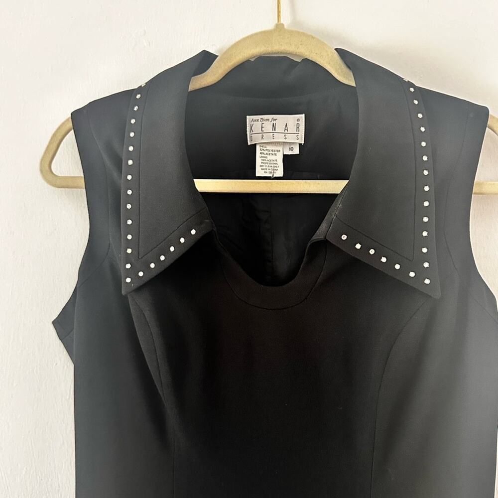 Ann Tjian for Kenar dress | size 10 | rhinestone collar | black dress | casual